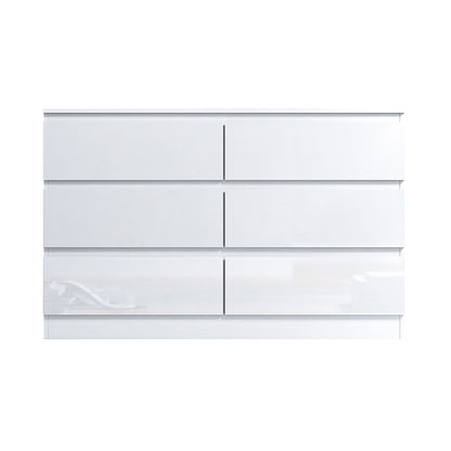 Stora 6 Drawer Wide 3+3 Chest Of Drawers - White Gloss Front