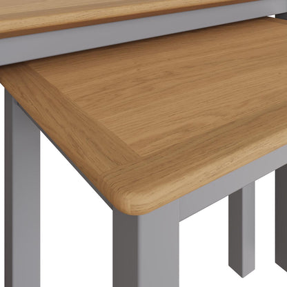 Taberno Oak Nest Of 2 Tables Dove Grey