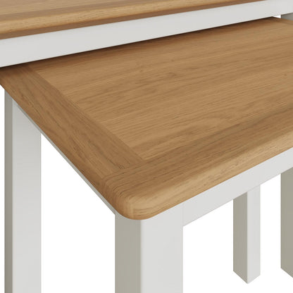 Taberno Oak Nest Of 2 Tables Linen White