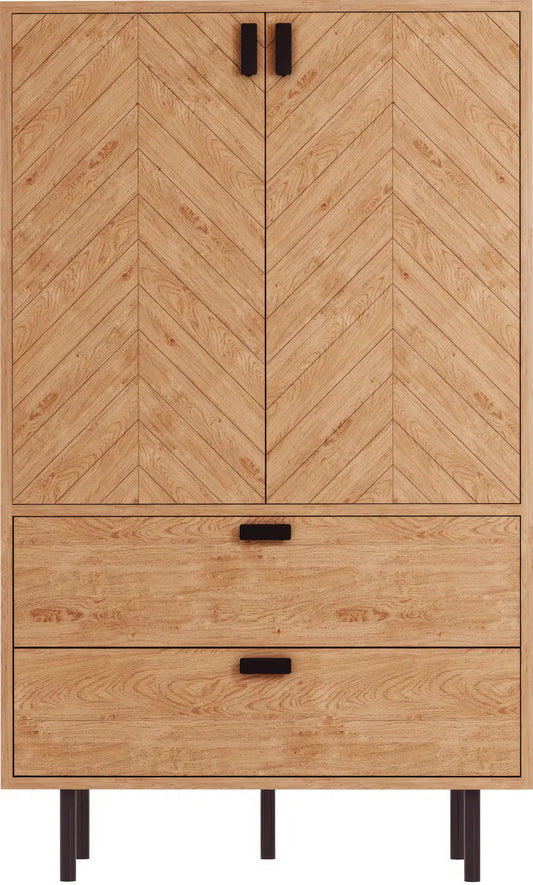 Leon 2 Door 2 Drawer Cabinet   Medium Oak Effect 2023  02 Dx