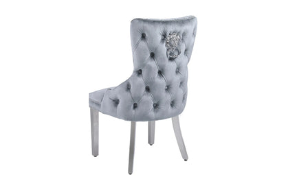 Victoria Grey Lion Knocker Dining Chair (Set of 2)