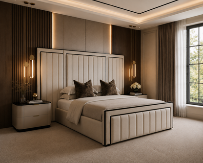 High Headboard Piping Bed