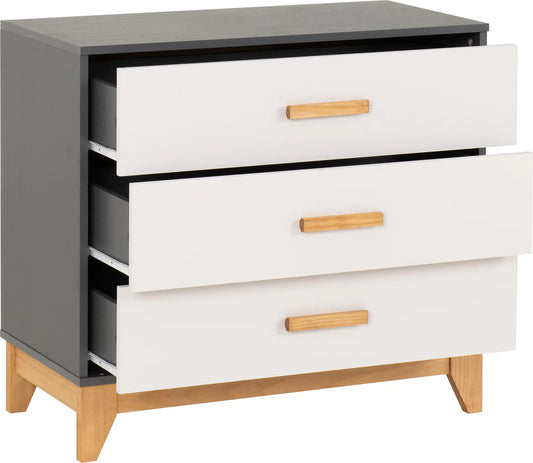 Cleveland 3 Drawer Chest   Whitegrey Metal Effect 2024  02