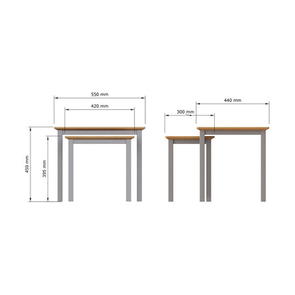 Taberno Oak Nest Of 2 Tables Dove Grey