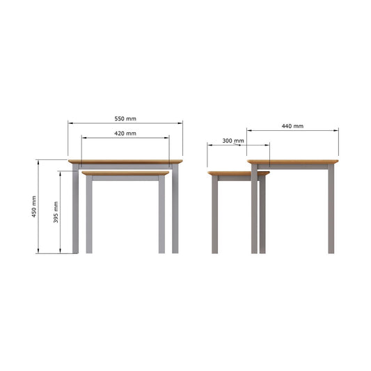 Taberno Oak Nest Of 2 Tables Dove Grey