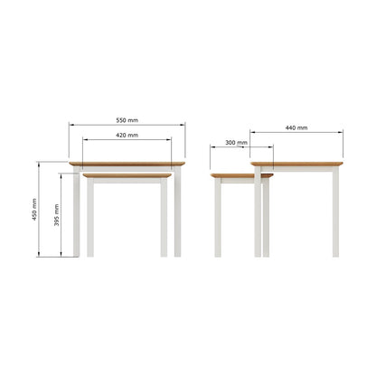 Taberno Oak Nest Of 2 Tables Linen White
