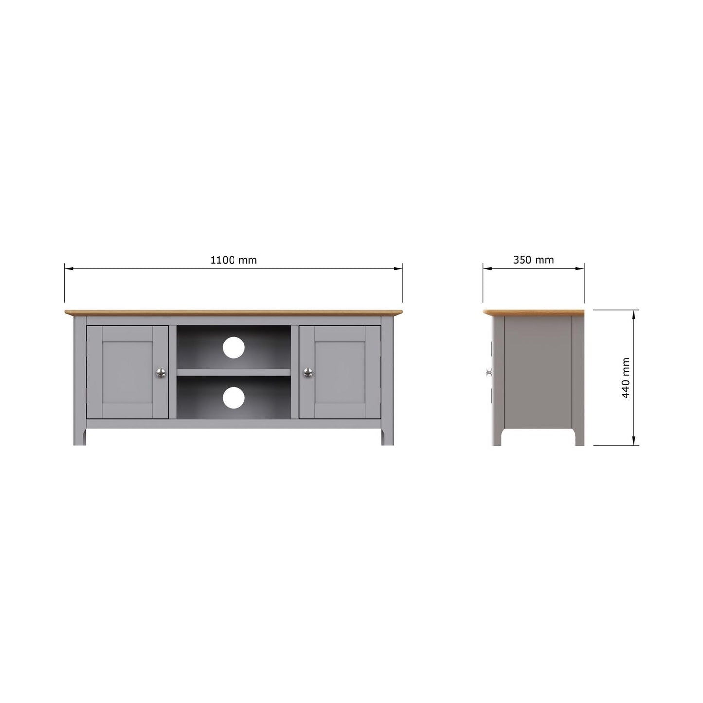 Taberno Oak 2 Door TV Unit Dove Grey