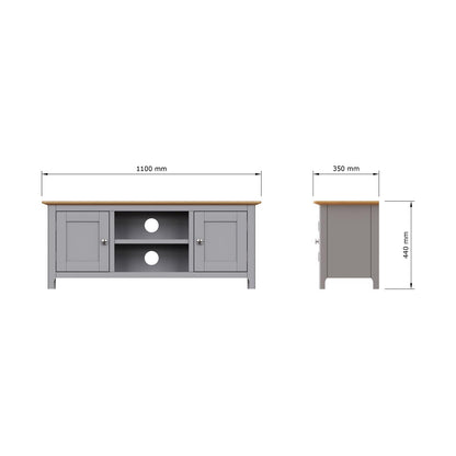 Taberno Oak 2 Door TV Unit Dove Grey