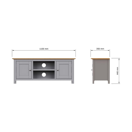Taberno Oak 2 Door TV Unit Dove Grey