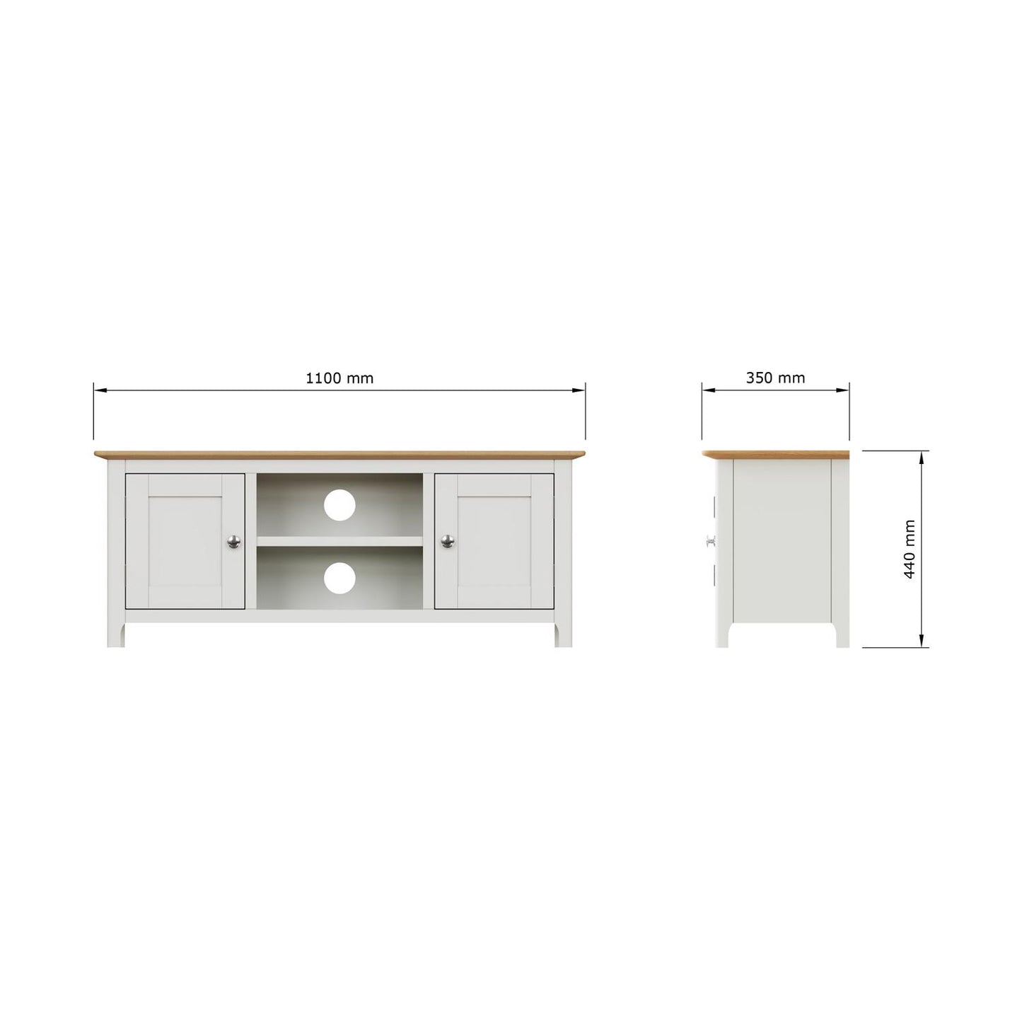Taberno Oak 2 Door TV Unit Linen White