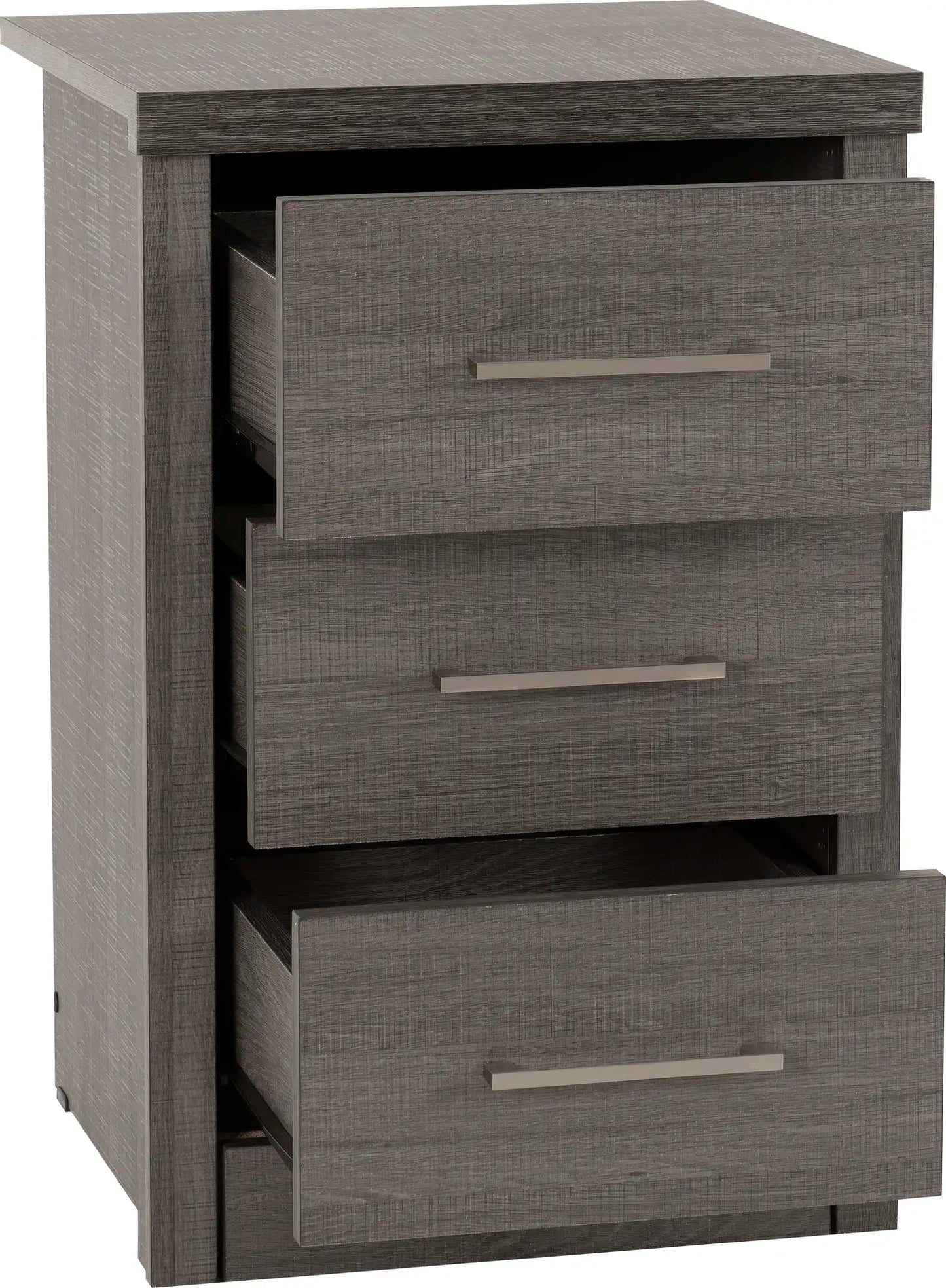 Lisbon 3 Drawer Bedside Black Wood Grain 2020  02