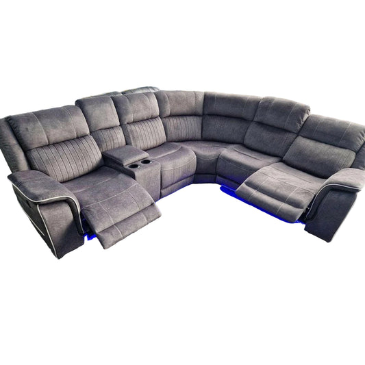 Hannah Electric Recliner Corner Sofa – Grey Microfibre Fabric