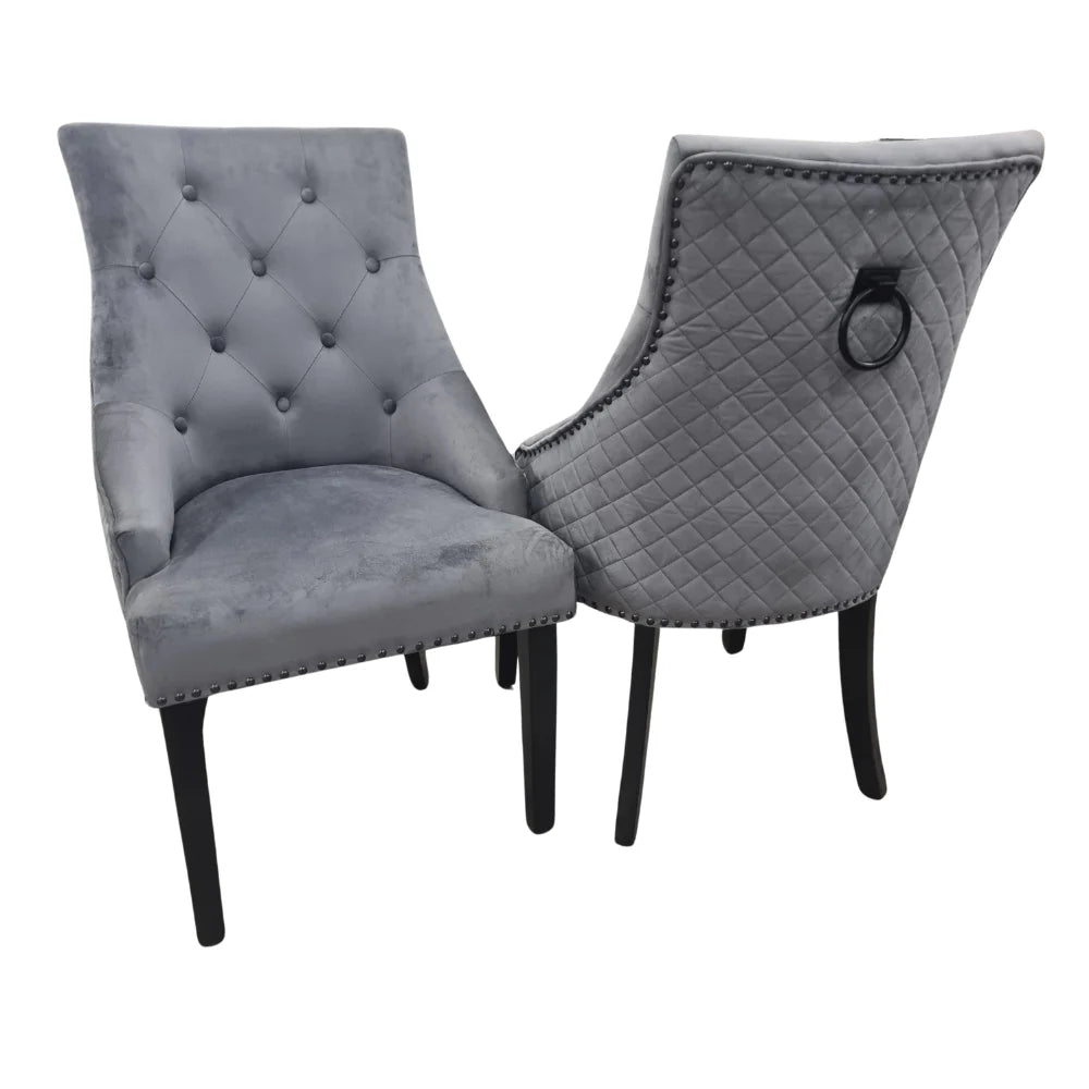 Bentley Black Leg Velvet Dining Chair – Set of 2