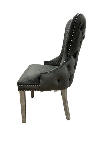 Victoria Dark Grey Ring Knocker Dining Chair