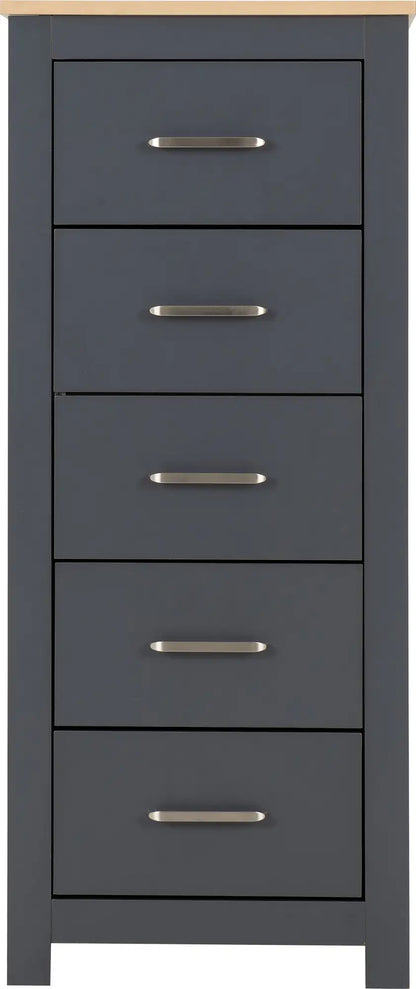 Portland 5 Drawer Narrow Chest   Greyoak Effect 2023  03