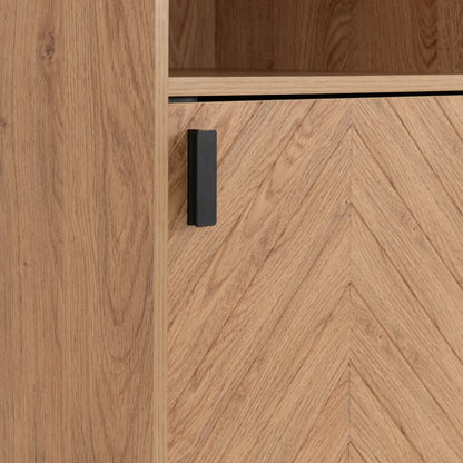Leon 2 Drawer 2 Shelf Cabinet   Medium Oak Effect 2023  07