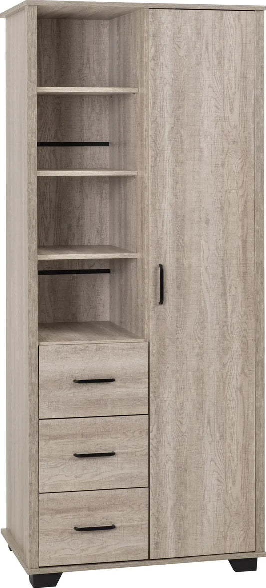 Oliver 1 Door 3 Drawer Open Shelf Wardrobe   Light Oak Effect 2023  01