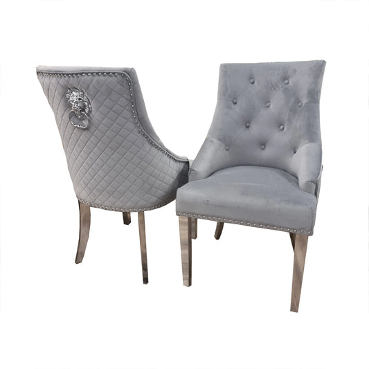 Bentley Chrome Velvet Dining Chair – Set of 2