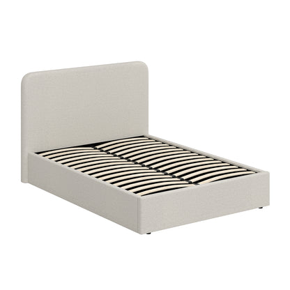 Walton Beige Fabric King Size Ottoman Storage Bedframe