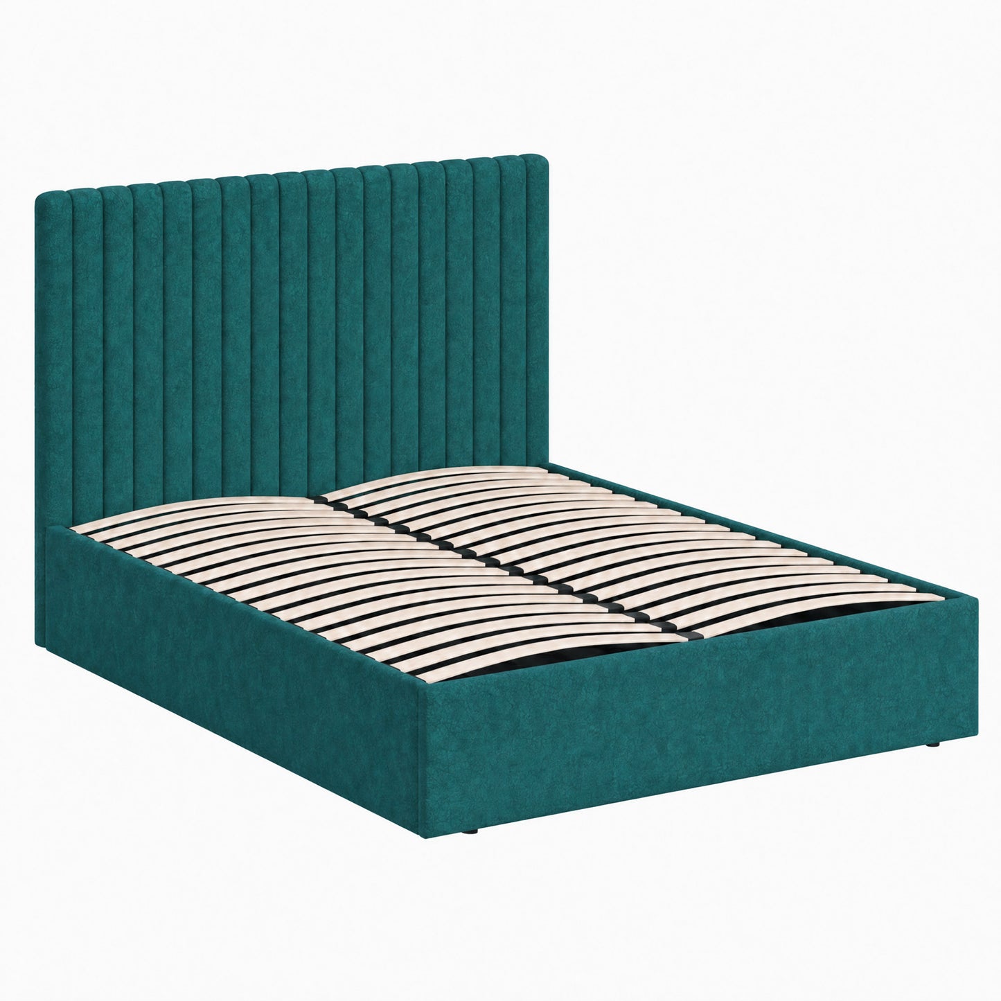 Sollom Double Size Tall Ottoman Storage Bedframe - Marbled Teal Fabric