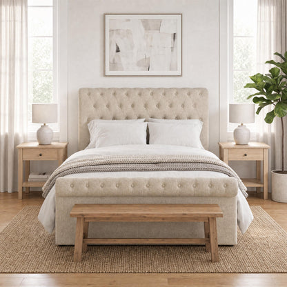 Abbey King Size Side Lift Ottoman Storage Bedframe - Almond Fabric
