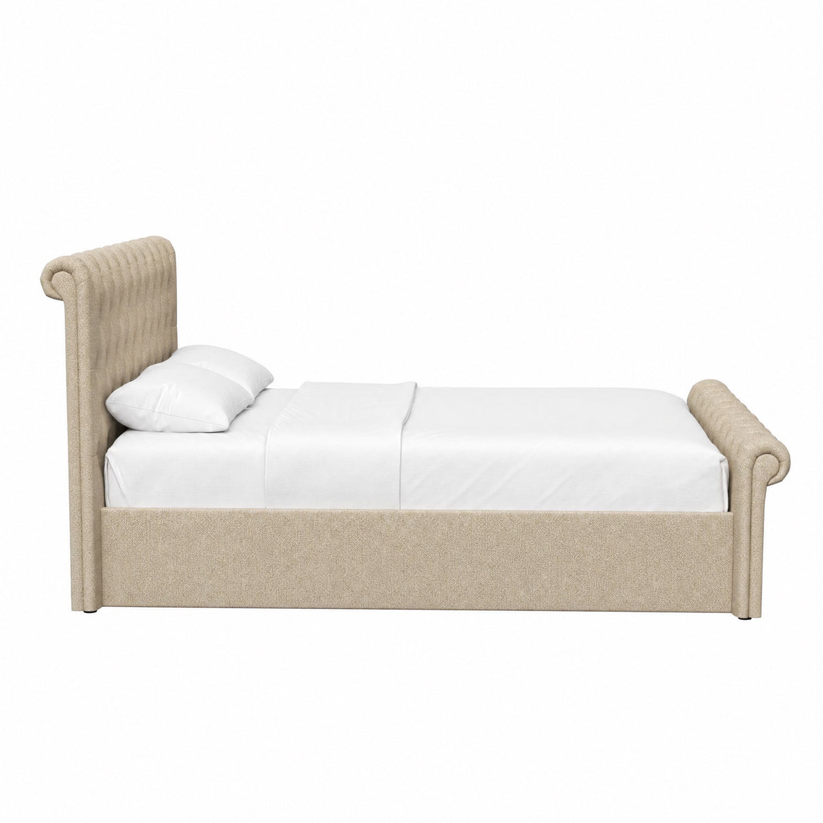 Abbey King Size Side Lift Ottoman Storage Bedframe - Almond Fabric