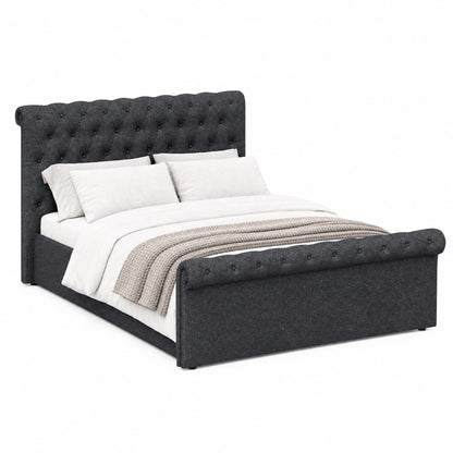 Abbey King Size Side Lift Ottoman Storage Bedframe - Charcoal Fabric