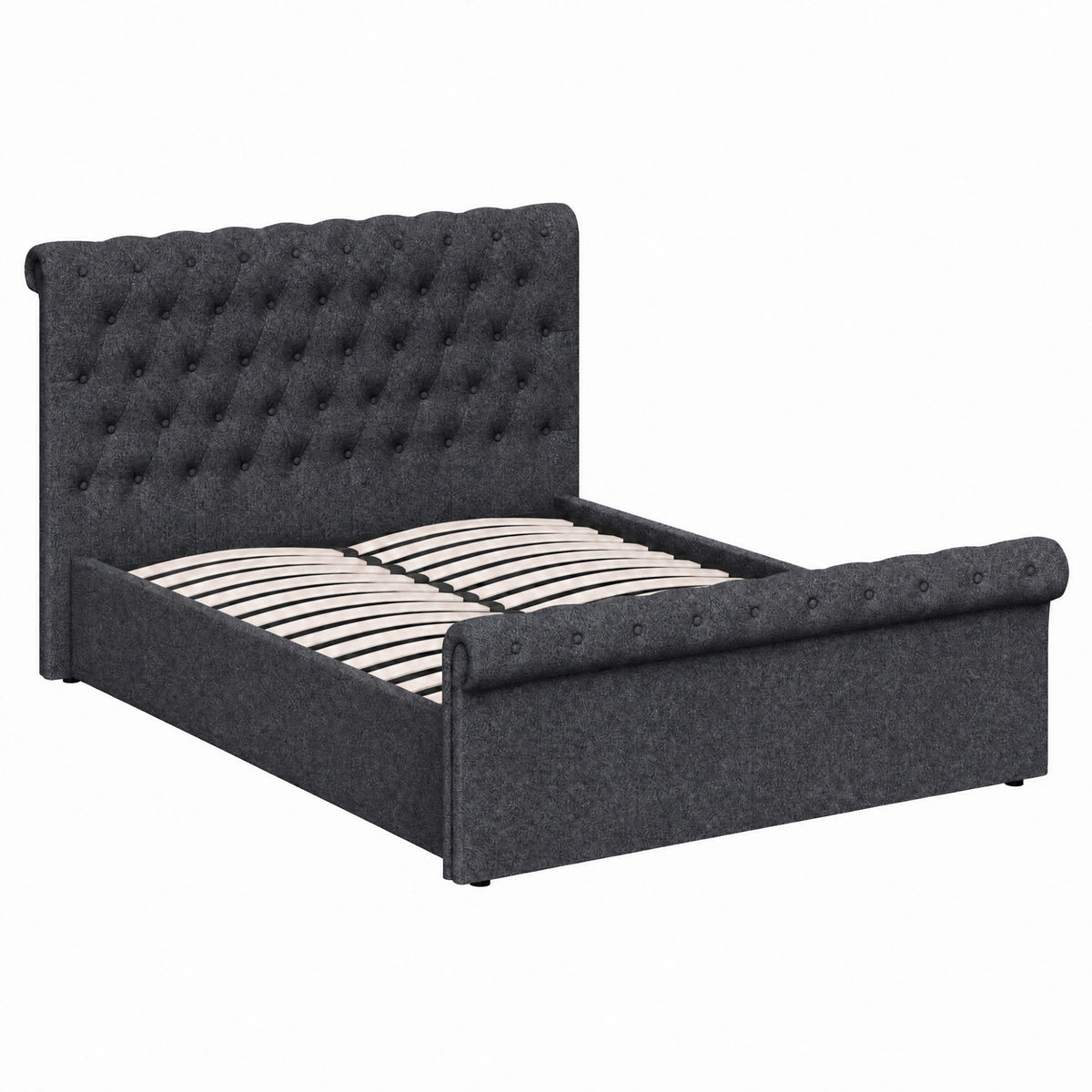 Abbey King Size Side Lift Ottoman Storage Bedframe - Charcoal Fabric