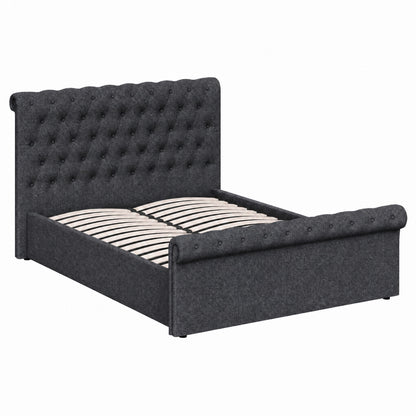 Abbey King Size Side Lift Ottoman Storage Bedframe - Charcoal Fabric