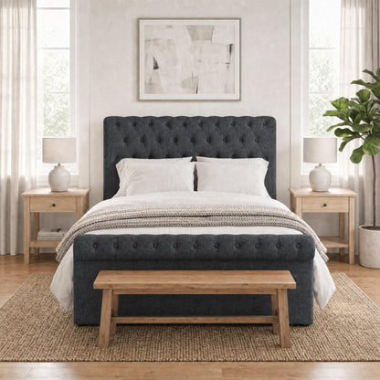 Abbey King Size Side Lift Ottoman Storage Bedframe - Charcoal Fabric