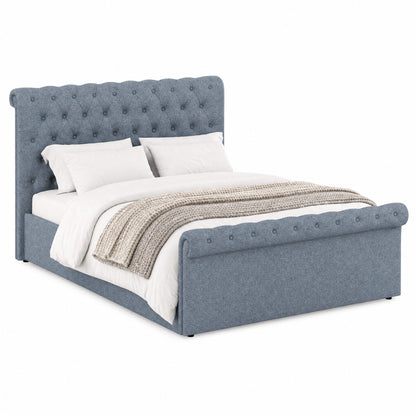 Abbey Double Size Side Lift Ottoman Storage Bedframe - Steel Grey Fabric
