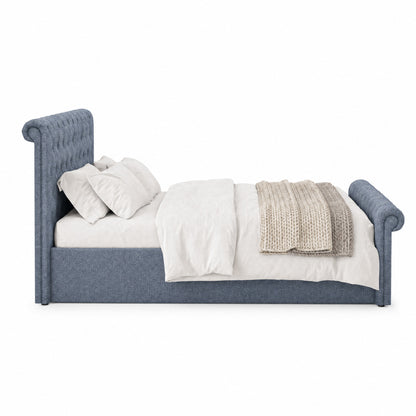 Abbey King Size Side Lift Ottoman Storage Bedframe - Steel Grey Fabric