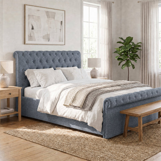 Abbey King Size Side Lift Ottoman Storage Bedframe - Steel Grey Fabric