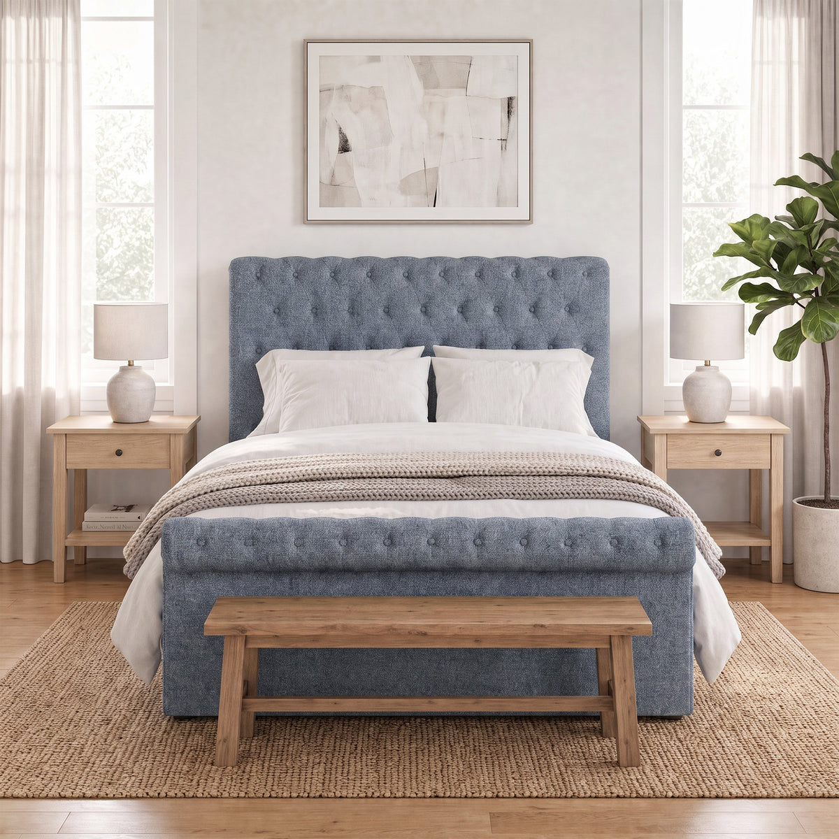 Abbey King Size Side Lift Ottoman Storage Bedframe - Steel Grey Fabric