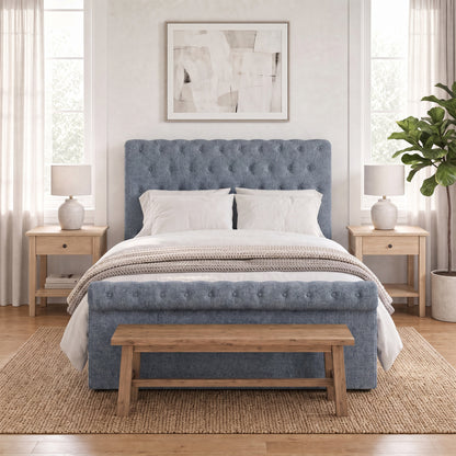 Abbey Double Size Side Lift Ottoman Storage Bedframe - Steel Grey Fabric