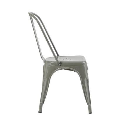Bistro Pack Of 4 Silver Metal Chairs