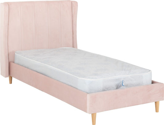 Amelia 3' Bed Pink Velvet Fabric
