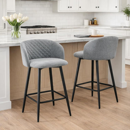 Amara Grey Fabric Swivel Bar Chair - Pack of 2