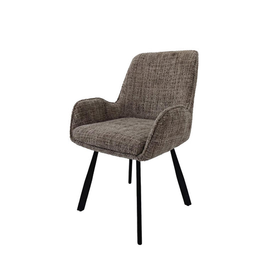Amelia Pack of 2 Swivel Dining Chairs - Brown Chenille fabric
