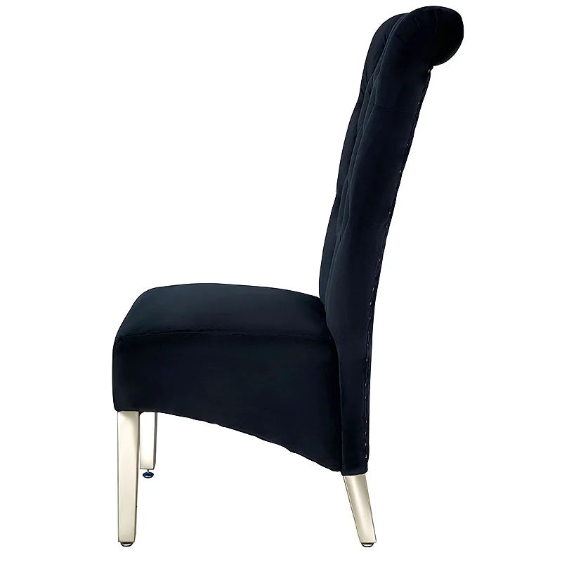 Sofia  Chrome Leg Lion Knocker Dining Chair Black/Grey/Mink (Set of 2)