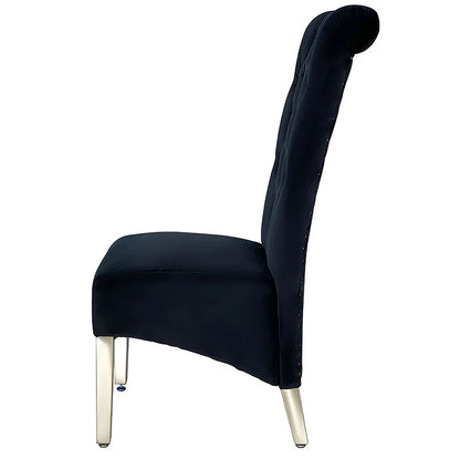 Sofia  Chrome Leg Lion Knocker Dining Chair Black/Grey/Mink (Set of 2)