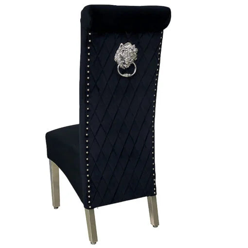 Sofia  Chrome Leg Lion Knocker Dining Chair Black/Grey/Mink (Set of 2)