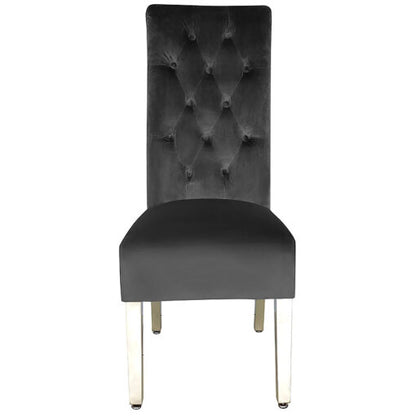Sofia  Chrome Leg Lion Knocker Dining Chair Black/Grey/Mink (Set of 2)
