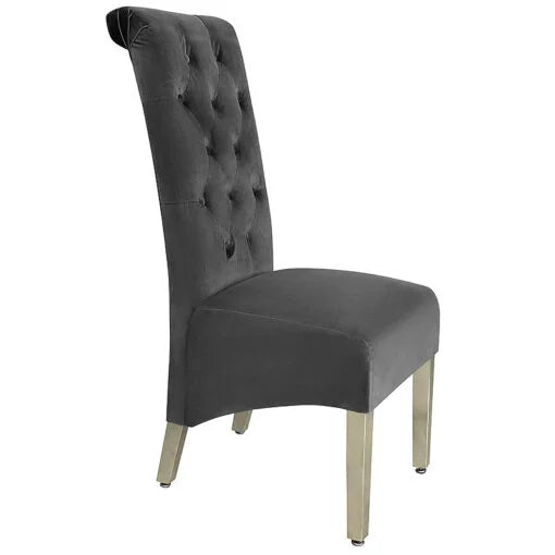 Sofia  Chrome Leg Lion Knocker Dining Chair Black/Grey/Mink (Set of 2)