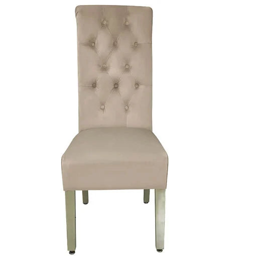 Sofia  Chrome Leg Lion Knocker Dining Chair Black/Grey/Mink (Set of 2)