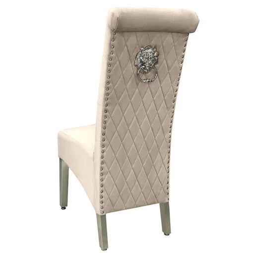 Sofia  Chrome Leg Lion Knocker Dining Chair Black/Grey/Mink (Set of 2)