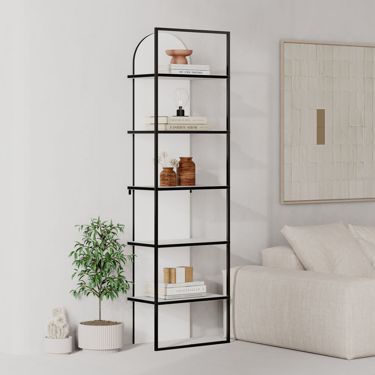 Archy Modern Bookcase 5-Tier Wall Mounted Shelf White 180 cm