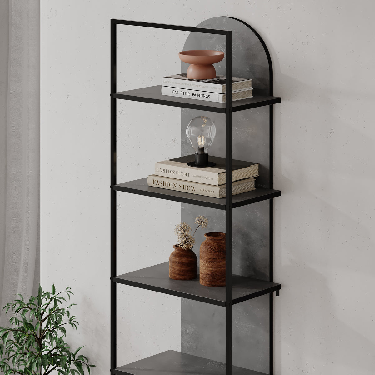 Archy Modern Bookcase 5-Tier Wall Mounted Shelf Retro Grey 180 cm