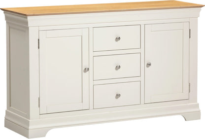 Bordeaux 2 Door 3 Drawer Sideboard – Ivory/Oak & Pebble Grey/Oak Finish