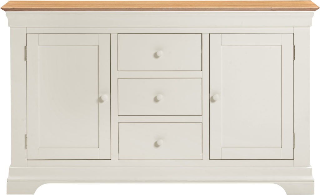 Bordeaux 2 Door 3 Drawer Sideboard – Ivory/Oak & Pebble Grey/Oak Finish